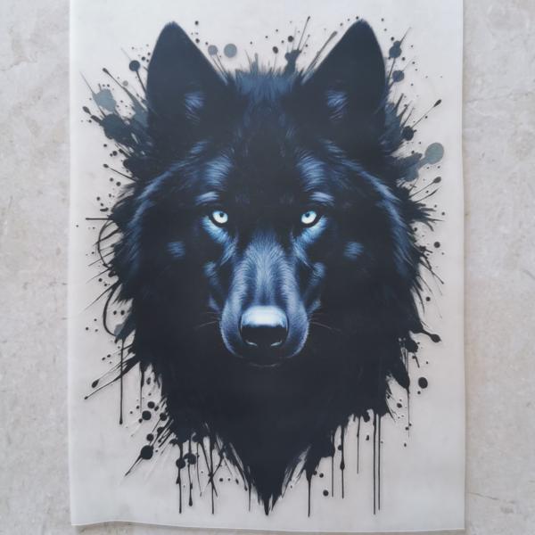 Bügelbild schwarzer Wolfskopf