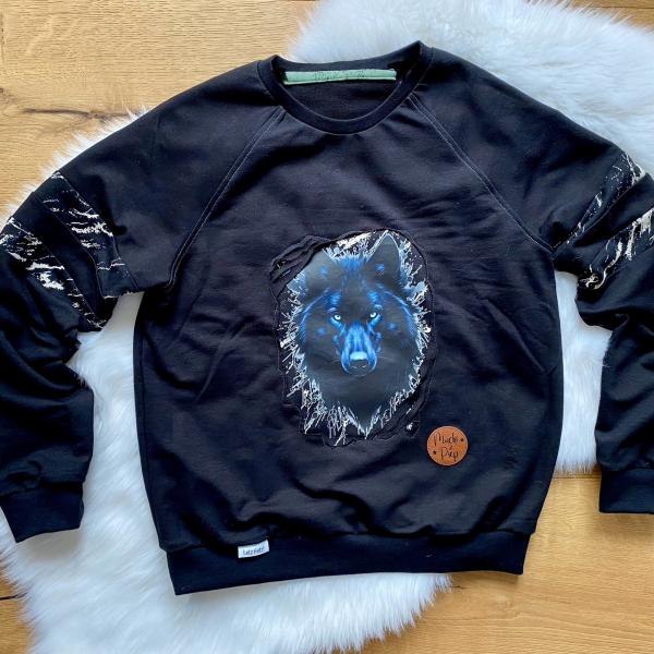 Bügelbild schwarzer Wolfskopf