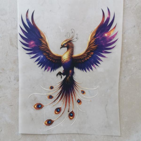 Bügelbild Phönix lila