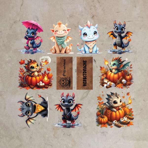 Bügelbild-Bundle Herbst-Drachen