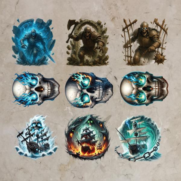 Bügelbild-Bundle Skelette