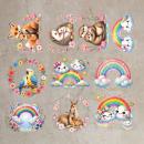 Bügelbild-Bundle Regenbögen und kuschelnde Tiere
